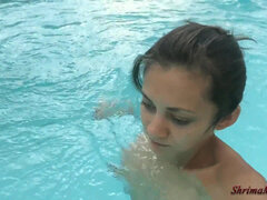 Vacker, Brunett, Pool, Fitta, Tuttar
