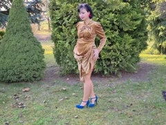 Braunhaarige, Hd, Absätze, Selbstgemacht, Reif, Milf, Im freien, Solo
