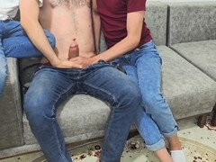 Naughty young twink attempts to please his stepdad's huge cock, savoring his enormous load