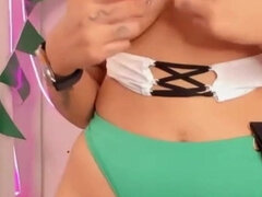 Stor rumpe, Brunette, Latina, Sexy undertøy, Alene, Tattovering