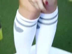 Chica, Rubia, Masturbación, Al aire libre, Juguetes