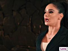 Asian assistant squirted on by her big tit boss and her wife