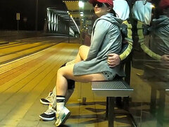 Really Risky Sex at a Bus Stop with a Young Stepsis That Ends with an Orgasm and a Cumshot