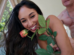 Petite Latina Sam Shock and Cali Lee take turns in a standing 69 and cowgirl action