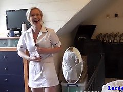 British mature nurse sharing cock in trio