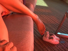 아마추어, 화장실, 핑거링, 청바지, 수음, 부어있는 듯한 젖꼭지, 보지, 양말