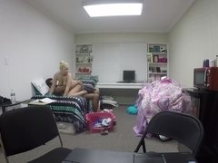 A blonde with a big ass ends up getting fucked on the bed hard