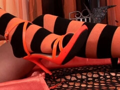 Checa, Fetiche de pies, Tacones, Bragas, Coño, Calcetines, Sexo soft, Solo