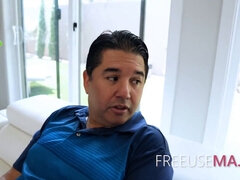 Brooklyn Chase, the naughty milf, enjoys public hospitality with free use of her mouth and pussy