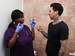 Frisky nurses got naughty with ebony patient