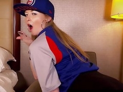 Sex Fiend Sunny Lane Finger Bangs Her Wet Pussy In Cubs Gear