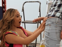 Samantha Lexi gets a sticky reward after servicing hard prick