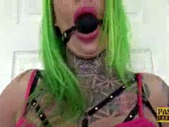 tatted brit subslut disciplined with rough anal sex