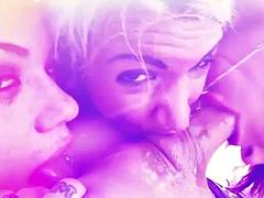 SWALLOWED Hot pornstars sucking dick and balls for that jizz