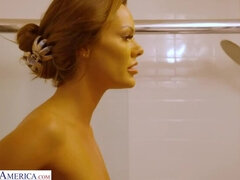 Naughty America - Aila Donovan fucks in the bathroom