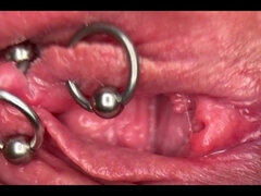 Really Close Up Macro my Pierced Clit and Pussy until get Very Wet and PEE go to inside my Pussy