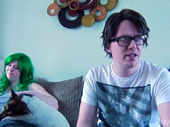 크고 아름다운 여자, 오랄섹스, 흑갈색 머리, 사정 샷, 얼굴에, 피어싱, 문신