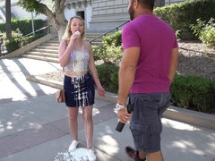 Dixie Lynn delivers a deep blowjob before getting fucked