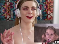 Carly Rae Summers Reacts to Huge Cumshots - Amateur Blowjob Facial Compilation