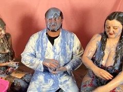 Gloved doctors spin the wheel for a messy sploshing lesson with bonnie spanks and yourfavecumslut