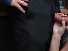 Amerikai, Szőke, Cumizás, Felszarvazott, Arcra élvezés, Filigrán alkatú, Rendőrség, Uniformis