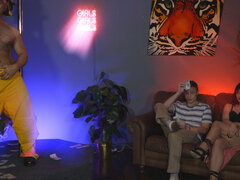 Latino hunk fucking a busty brunette in front of a cuck