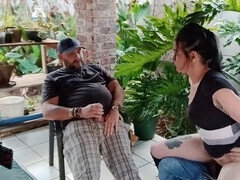 18 jahre, Leie, Tante, Gehörnter ehemann, Handjob, Muschi, Abendanzug, Flotter dreier