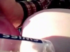 Leie, Amerikanisch, In den arsch, Blasen, Auto, Paar, Dildo, Masturbation
