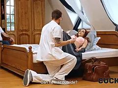 Watch Dr. Cucker-man as he watches his cuckold wife Julie Clark cheat & get caught in the act
