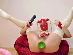 Sissy latexdoll pissing and anal training