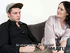 Stepson's friend mercilessly plows a hot mature stepmom in stockings