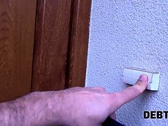 Pregnant lovely with red hair spreads legs for the debt collector