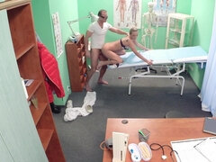 Glamorous blonde chick gets seduced her horny doctor