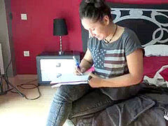 Testes gyönyörű hölgy, Cumizás, Gesztenyebarna, Döci, Ondó fröcskölés, Európai, Ujjazás, Spanyol