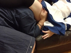 Amatorka, Azjatka, Obciąganie, Japoński, Drobna, Cipka, Pończochy