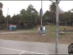 Two black males are making one turned on bimbo Aiden Aspen lose any shame