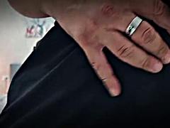 SOLO  CUMSHOT - RIPS OFF PANTIES AND JERKS OFF QUICKLY HORNY WITH A HUGE COCK AND OPEN ASS WITH SPANKING SEXY AND GIFTED