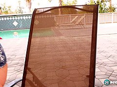 Lilly Bordeaux enjoys a steamy solo session in the pool with her big tits out