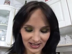 Pregnant Brunette Aleksandra Black Fucks in Kitchen - 7th Month Baby Bump Sex