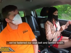 Hot Fake Driving School babe Lady Dee sucks big cock in car - public BJ & cumshot