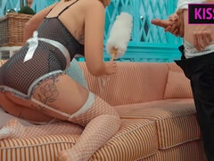 Stor stjärt, Sperma shot, Söt, Snopp, Doggystyle, Hembiträde, Överraskning, Tatuering