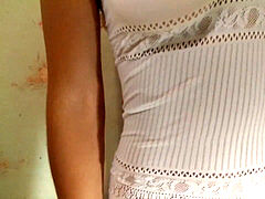 white sundress. butt-plug and close up sex.