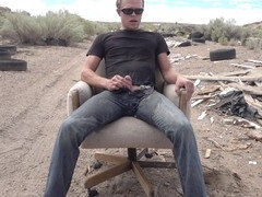 Urinating in cum-stained jeans in public with muscle hunk Lapetus