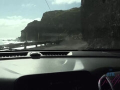 Enthousiasteling, Sperma, Flashing, Vriendin, Buiten, Gezichtspunt, Openbaar, Geschoren