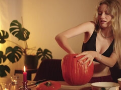 아마추어, 금발의, 여자, 혼자