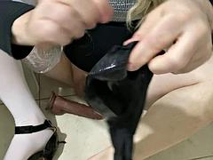 TS MadisonCD2025 as Crossdresser Amateur Poses Black vs White Stockings Poll Question and Delivers Pant