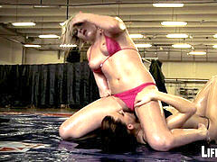 brutish girl/girl catfight - oiled supremacy catfight