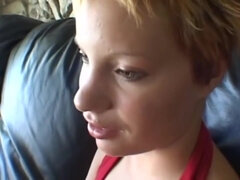 Enthousiasteling, Mooi, Blond, Pijpbeurt, Rondborstig, Sperma in gezicht, Hd, Orgasme