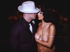 Hot busty brunette Queenie Sateen screwed in the missionary pose