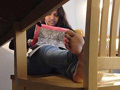 Candid Indian feet at Library